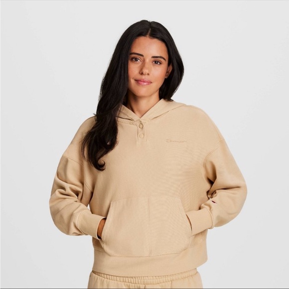 Champion Tops - Champion Women's Vintage Wash Fleece Hooded Sweatshirt - tan M- New with tags